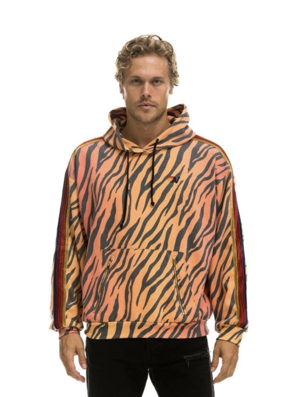 Aviator Nation CLASSIC VELVET RELAXED PULLOVER HOODIE TIGER XL unisex